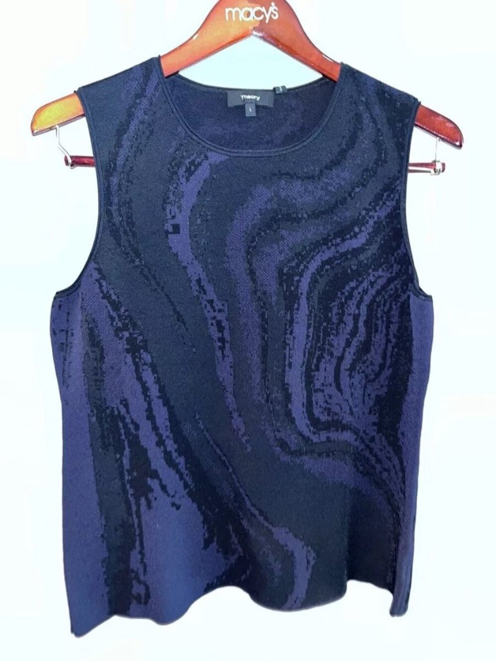 Theory Woman’s Oil Spill Shell, Black, Sz L, NWT